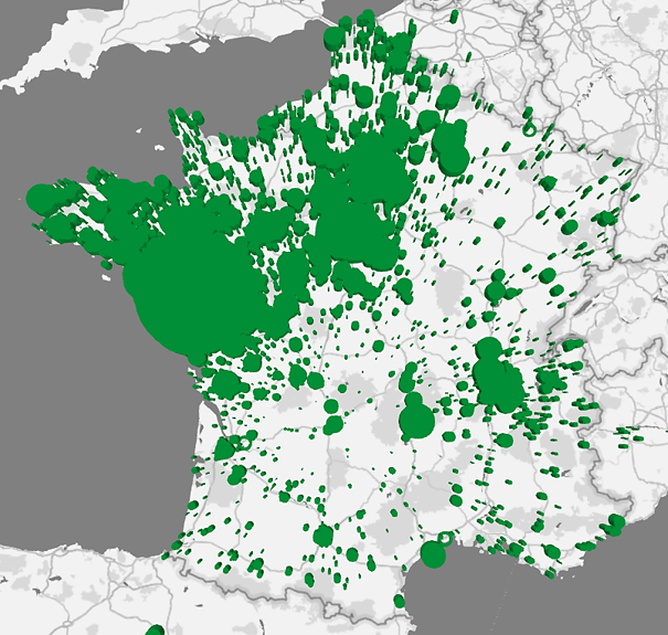 Carte de l'activité du Groupe Douaud